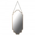 Art-deco nástenné zrkadlo s matným zlatým dizajnovým rámom a reťazou na zavesenie 92 cm