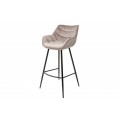 Dizajnová moderná barová stolička Garret v zamatovom šampanskom poťahu a čiernymi kovovými nohami