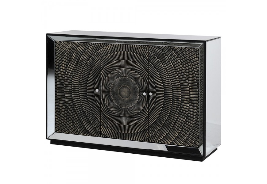 Zrkadlov&yacute; modern&yacute; pr&iacute;born&iacute;k Espejo Nera s tromi dvierkami v čiernej farbe 120cm 