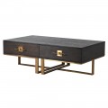 Luxusný konferenčný stolík Luxuria z dreva s kovovou zlatou konštrukciou a dvomi zásuvkami