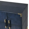 Kožený TV stolík Pellia Azul v tmavomodrej farbe so zásuvkami, dvierkami a poličkami 163cm