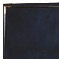 Kožená orientálna barová skrinka Pellia Azul v tmavomodrej farbe so zlatou kovovou konštrukciou 165cm