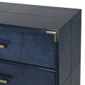 Kožená luxusná komoda Pellia Azul tmavomodrej farby s tromi zásuvkami100cm