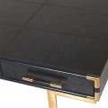 Art-deco exkluzívny konferenčný stolík Pellia Azul z pravej kože tmavomodrej farby s tromi zásuvkami 140cm