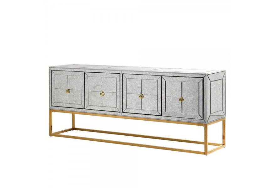 Art-deco luxusn&yacute; pr&iacute;born&iacute;k Arieda sivej farby so zlatou kon&scaron;trukciou 200cm