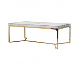 Art-deco jedálenský stôl Arieda sivej farby so zlatými nohami 220cm 
