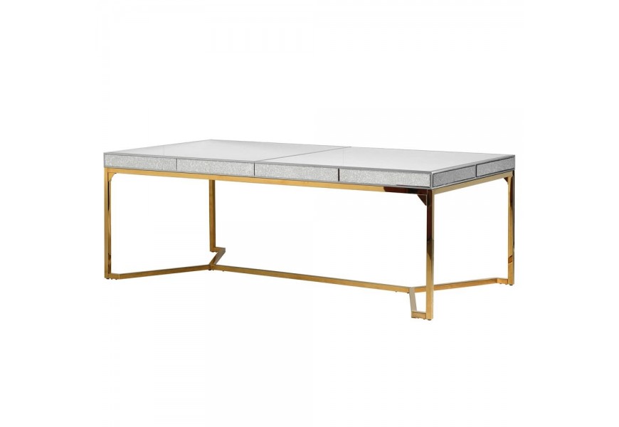 Art-deco jed&aacute;lensk&yacute; st&ocirc;l Arieda sivej farby so zlat&yacute;mi nohami 220cm 