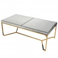 Art-deco jedálenský stôl Arieda sivej farby so zlatými nohami 220cm 