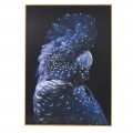 Štýlový nástenný obraz modrého papagája Ara na čiernom pozadí 142 cm