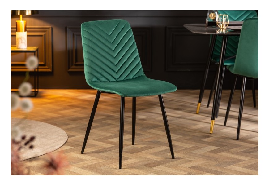 Retro dizajnová jedálenská stolička Forisma so zeleným zamatovým poťahom 87cm