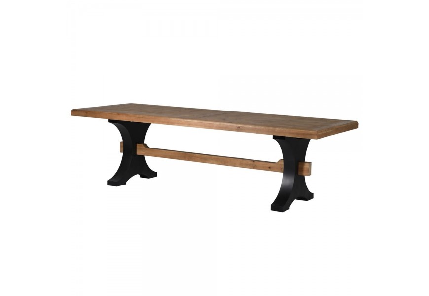 Vidiecky jedálenský stôl Sonn z masívu s čiernymi nohami 270cm