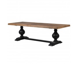 Rustikálny masívny jedálenský stôl Sonn s čiernymi vyrezávanými nohami 260cm