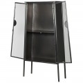 Modern&aacute; &scaron;t&yacute;lov&aacute; vitr&iacute;na Rikki čiernej farby z kovu so sklenen&yacute;mi dvierkami 179cm