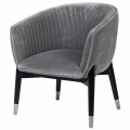 Art-deco štýlová stolička Bresta v sivom zamatovom prevedení s čiernymi kovovými nohami