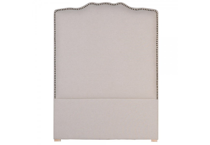 Dizajnov&eacute; čal&uacute;nen&eacute; čelo postele Leticia b&eacute;žovej farby s kovov&yacute;m zdoben&iacute;m 130cm