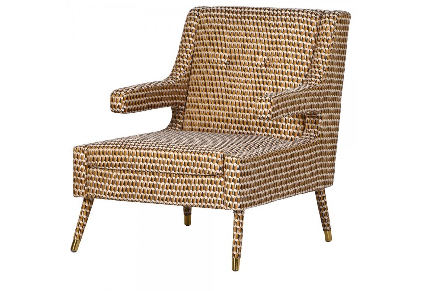 Dizajnové čalúnené kreslo Elion v prírodných farbách s operadlom a podrúčkami v modernom štýle