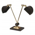 Elegantná luxusná stolná lampa v čierno-zlatom prevedení s dvoma kovovými ramenami