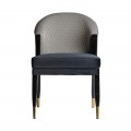 Art-deco stolička Ampelio s čiernym zamatovým poťahom
