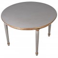 Luxusný okrúhly barokový jedálenský stôl v bielej farbe so zlatou ozdobou z mahagónového dreva 120 cm