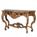 Konzolový stolík Buenavista v zlatom barokovom rustikálnom štýle z mahagónového dreva