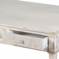 Provensálsky konferenčný obdĺžnikový stolík Celene Rode s tromi zásuvkami v bielom prevedení 142cm