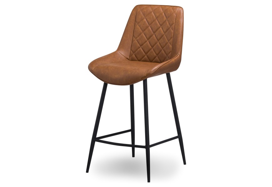 Dizajnová barová stolička Cindy s eko koženým hnedým poťahom s čiernymi nožičkami 102cm