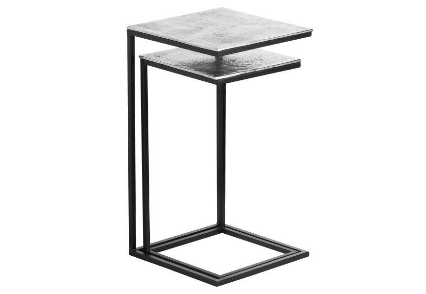 Set dvoch industriálnych kovových príručných stolíkov