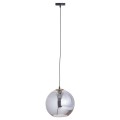Dizajnová závesná lampa Globe s dymovým motívom sivej farby