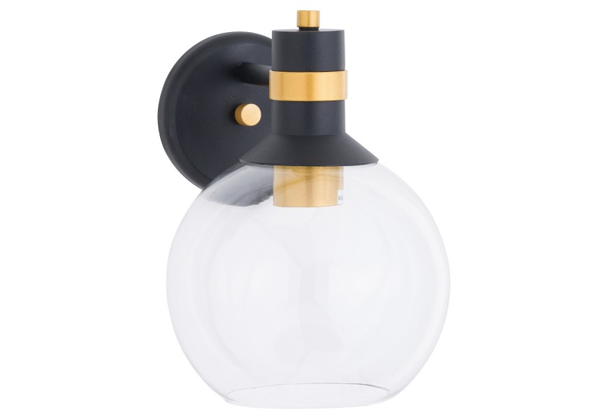 Art-deco nástenná lampa Milienne čiernej farby so zlatými aplikáciami a kovovou konštrukciou