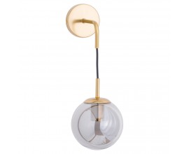 Art-deco štýlová nástenná lampa Globe s dymovým motívom zlatej farby z kovu 60cm