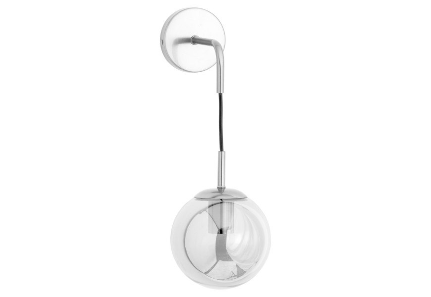 Dizajnová moderná nástenná lampa Globe striebornej farby z kovu