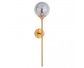 Dizajnová mosadzná nástenná lampa Globe v zlatej farbe s dymovým motívom 85cm