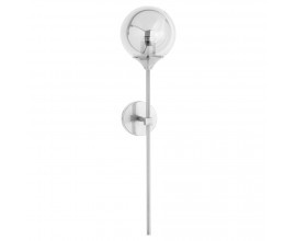 Dizajnová kovová nástenná lampa Globe striebornej farby s dymovým motívom