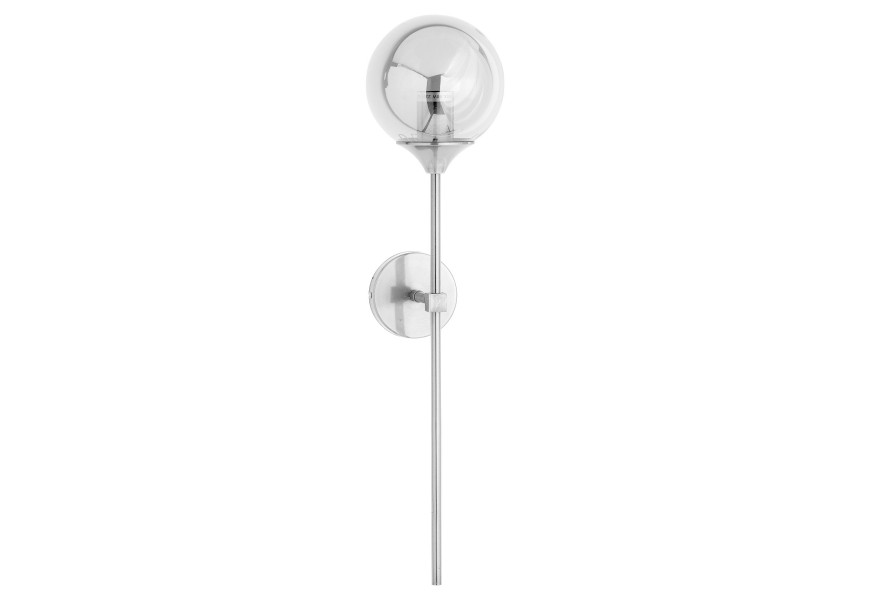 Dizajnová kovová nástenná lampa Globe striebornej farby s dymovým motívom