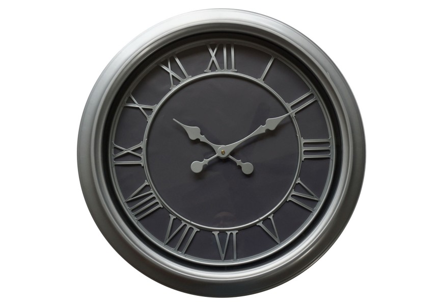 Moderné nástenné hodiny Denya kruhového tvaru v čierno-striebornom prevedení 59cm