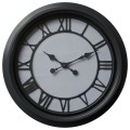 Moderné okrúhle nástenné hodiny Denya v bielo-čiernom prevedení s rámom z kovu