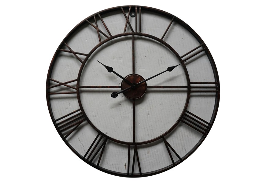 Retro nástenné kruhové hodiny Edon z kovu bronzovej farby 70cm