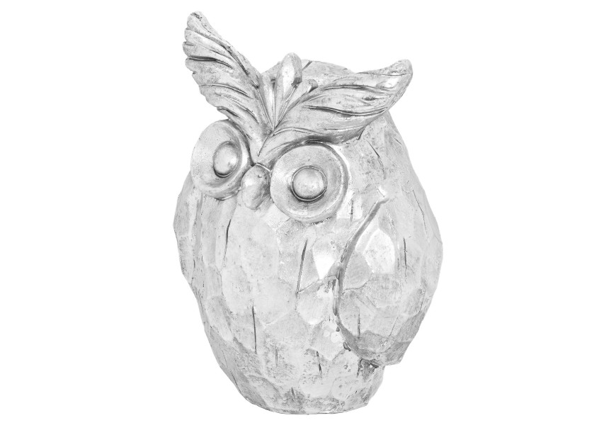 Štýlová dekorácia Sova Otis z keramiky v striebornom prevedení 20cm