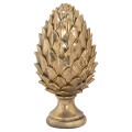 Dizajnová zlatá keramická soška Borovicová šiška na okrúhlom podstavci