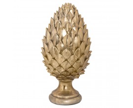 Dizajnová zlatá keramická dekorácia Borovicová šiška na podstavci 40cm 