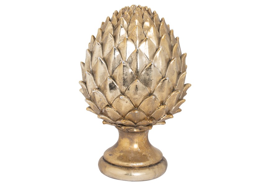 Štýlová keramická soška Borovicová šiška v zlatej farbe 30cm 