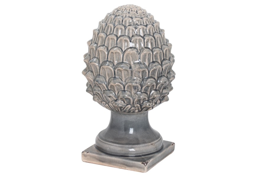 Dizajnová elegantná keramická dekorácia Acorn sivej farby 35cm