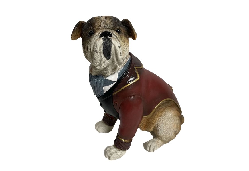 Vianočná dekorácia Windsor z materiálu polyresin v podobe sediaceho psa v obleku