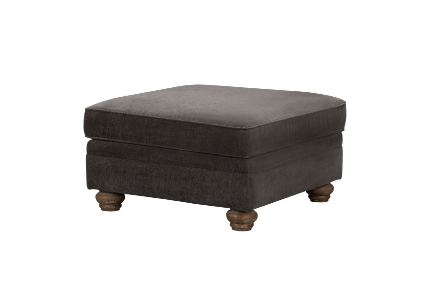 Exkluzívna taburetka Helia so štýlovými masívnymi nožičkami v textilnom čalúnení tmavo sivej farby