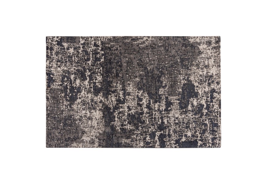 Dizajový béžový vintage obdĺžnikový koberec Solapur s abstraktným vzorom čiernej farby