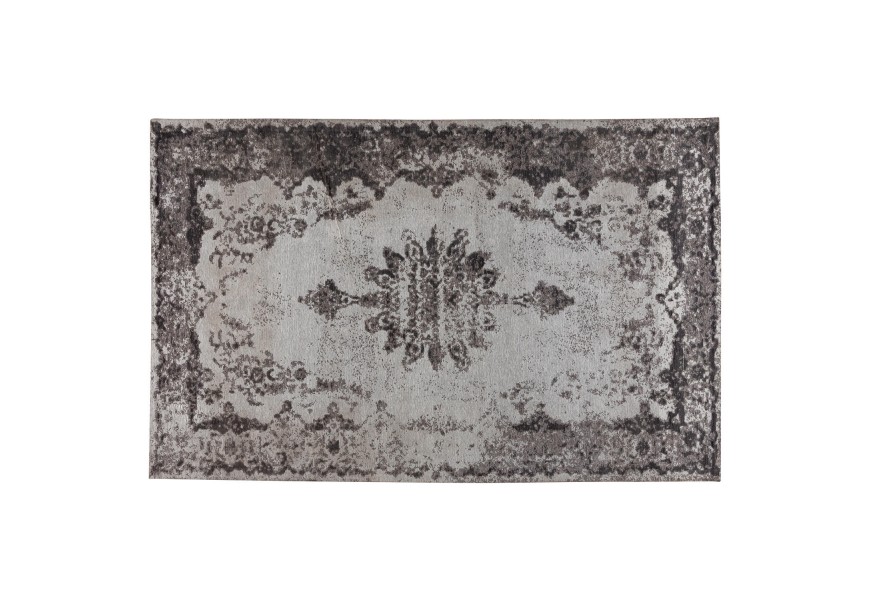 Jedinečný béžový vintage obdĺžnikový koberec Solapur s orientálnym vzorom sivej farby