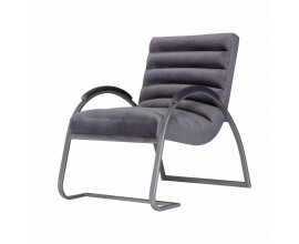 Moderné kreslo Jetta v ergonomickom tvare so sivým čalúnením s kovovou konštrukciou 96cm