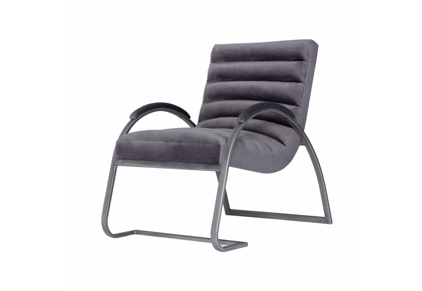 Modern&eacute; kreslo Jetta v ergonomickom tvare so siv&yacute;m čal&uacute;nen&iacute;m s kovovou kon&scaron;trukciou 96cm