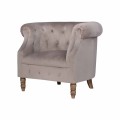Chesterfield kreslo Westend s béžovým zamatovým poťahom so zdobenými nožičkami 84cm
