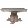 Rustikálny okrúhly stôl Toursa s nádychom vidieckeho štýlu z masívneho off white dreva